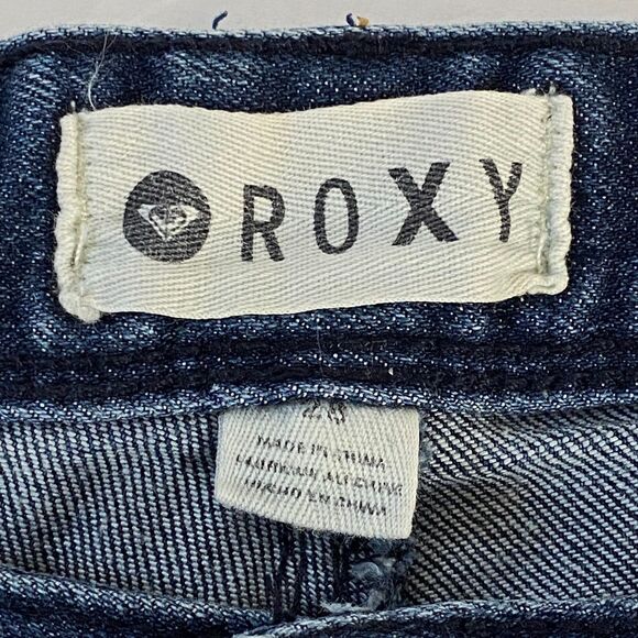 Roxy Contrast Denim Beaded Shorts Womens Size 28 Multicolor Frayed Hem Stripes - Picture 9 of 16